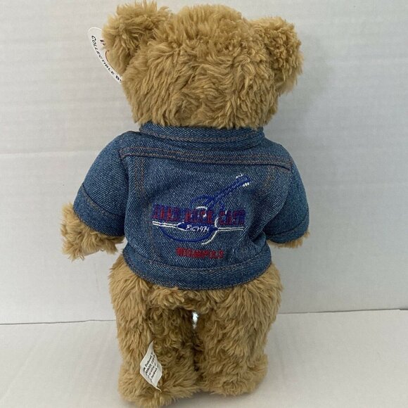 Hard Rock Cafe INDIANAPOLI 1990s Honey TEDDY BEAR Plush  Denim Jacket Vtg - Picture 5 of 8